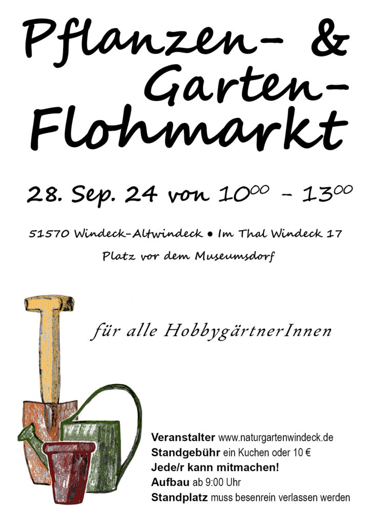 Plakat für den Pflanzenflohmarkt am 28.9.24